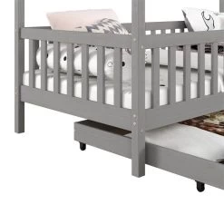 Hausbett ELEA In 90 X 200 Cm Aus Massiver Kiefer Mit Schubladen In Grau 10 Hausbett ELEA In 90 X 200 Cm Aus Massiver Kiefer Mit Schubladen In Grau -Möbel Verkauf 71332 4