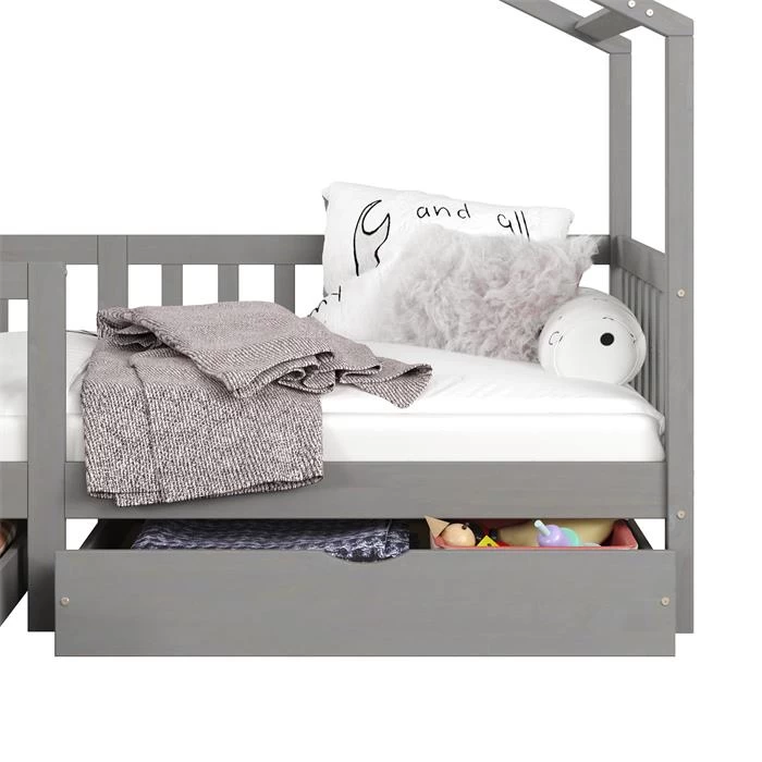 Hausbett ELEA In 90 X 200 Cm Aus Massiver Kiefer Mit Schubladen In Grau 6 Hausbett ELEA In 90 X 200 Cm Aus Massiver Kiefer Mit Schubladen In Grau – Bild 6