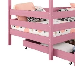 Hausbett ENA 90 X 200 Cm Mit Rausfallschutz Und Zwei Schubladen In Rosa -Möbel Verkauf 71383 4