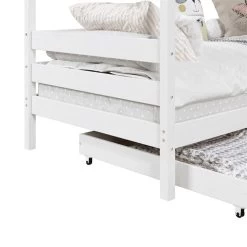 Hausbett CLIA In 90 X 200 Cm Aus Massiver Kiefer Mit 2 Schubladen In Weiß 10 Hausbett CLIA In 90 X 200 Cm Aus Massiver Kiefer Mit 2 Schubladen In Weiß -Möbel Verkauf 71391 4