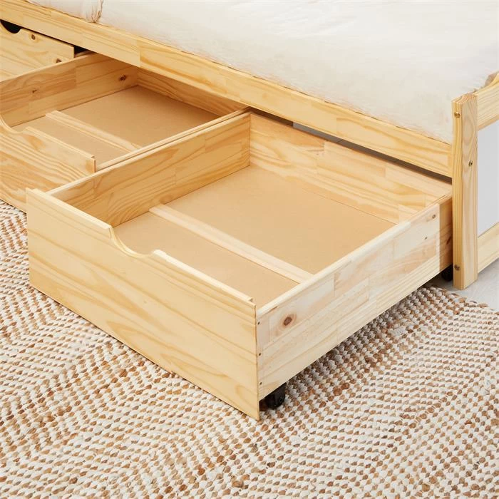 Bett Mit Stauraum MIA 90x190 Cm, Kiefer Natur/weiß 3 Bett Mit Stauraum MIA 90x190 Cm, Kiefer Natur/weiß – Bild 3