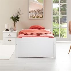 Bett Mit Stauraum MIA 90x190 Cm, Kiefer Weiß -Möbel Verkauf 7143 AC1