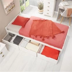 Bett Mit Stauraum MIA 90x190 Cm, Kiefer Weiß -Möbel Verkauf 7143 AC4