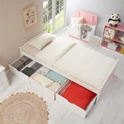 Bett Mit Stauraum MIA 90x200 Cm, Kiefer In Weiß/rosa 11 Bett Mit Stauraum MIA 90x200 Cm, Kiefer In Weiß/rosa -Möbel Verkauf 7144 AC3