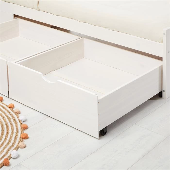 Bett Mit Stauraum MIA 90x200 Cm, Kiefer In Weiß/rosa 3 Bett Mit Stauraum MIA 90x200 Cm, Kiefer In Weiß/rosa – Bild 3