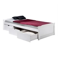 Bett Mit Stauraum MIA 90x200 Cm, Kiefer In Weiß