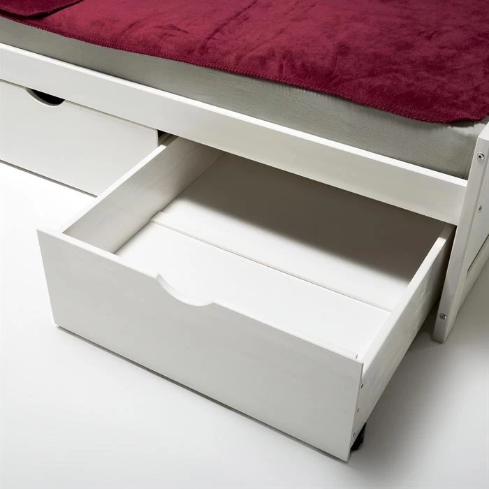 Bett Mit Stauraum MIA 90x200 Cm, Kiefer In Weiß 3 Bett Mit Stauraum MIA 90x200 Cm, Kiefer In Weiß – Bild 3