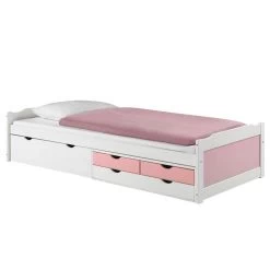 Bett Mit Stauraum ANDREA 90 X200 Cm Aus Kiefer In Weiss/rosa