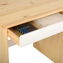 Schreibtisch HUGO In Kiefer Massiv In Natur/weiß Mit 5 Schubladen -Möbel Verkauf 7211 2