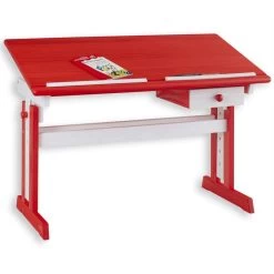 Kinderschreibtisch Weiß/rot FLEXI