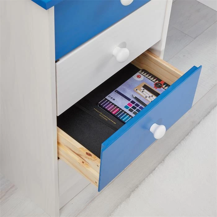 Schreibtisch ARNE Mit 4 Schubladen In Weiß/blau 6 Schreibtisch ARNE Mit 4 Schubladen In Weiß/blau – Bild 6