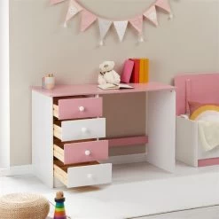 Schreibtisch ARNE Mit 4 Schubladen In Weiß/rosa 10 Schreibtisch ARNE Mit 4 Schubladen In Weiß/rosa -Möbel Verkauf 7241 AC2