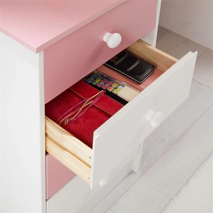 Schreibtisch ARNE Mit 4 Schubladen In Weiß/rosa 4 Schreibtisch ARNE Mit 4 Schubladen In Weiß/rosa – Bild 4