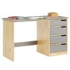Kinderschreibtisch EMMA Aus Kiefer Massiv In Natur/grau, Neigungsverstellbar