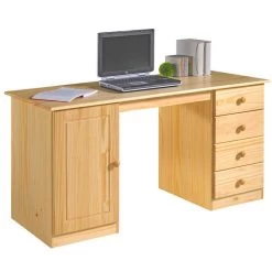 Schreibtisch MANAGER Aus Kiefer Mit 4 Schubladen, Natur