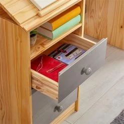 Kinderschreibtisch KEVIN Neigungsverstellbar Natur/grau -Möbel Verkauf 7254 AC6