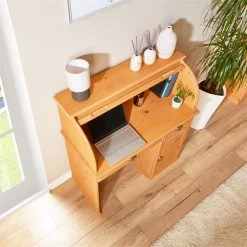 Sekretär TOM Mit 2 Schubladen, Rollladen Und 1 Tür Aus Massiver Kiefer Gebeizt -Möbel Verkauf 7276 AC5