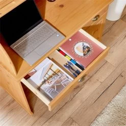 Sekretär TOM Mit 2 Schubladen, Rollladen Und 1 Tür Aus Massiver Kiefer Gebeizt -Möbel Verkauf 7276 AC6