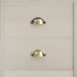 Schreibtisch LANA Aus Kiefer In Grau Mit 5 Schubladen Und Muschelgriffen -Möbel Verkauf 7280 AC6