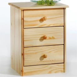 Nachttisch RONDO Mit 3 Schubladen, Kiefer In Natur