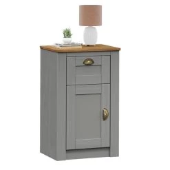 Nachttisch BOLTON Mit 1 Schublade, Kiefer In Grau/braun