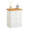 Nachttisch RONDO Mit 3 Schubladen, Kiefer In Weiß/braun