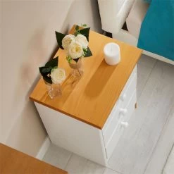 Nachttisch RONDO Mit 3 Schubladen, Kiefer In Weiß/braun 9 Nachttisch RONDO Mit 3 Schubladen, Kiefer In Weiß/braun -Möbel Verkauf 8110 AC3