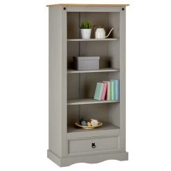 Bücherschrank TEQUILA, Kiefer Massiv Grau/braun, Mexiko