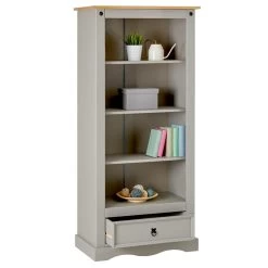 Bücherschrank TEQUILA, Kiefer Massiv Grau/braun, Mexiko -Möbel Verkauf 81228 2 N