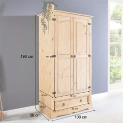 Kleiderschrank TEQUILA, Kiefer Massiv, Mexiko 11 Kleiderschrank TEQUILA, Kiefer Massiv, Mexiko -Möbel Verkauf 81295 A0 5N1