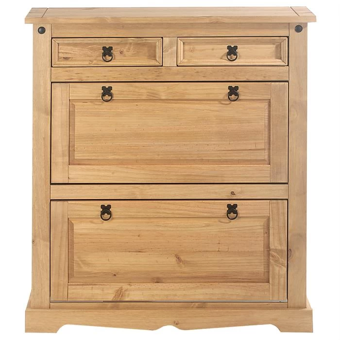 Schuhschrank TEQUILA, Kiefer Massiv, 2 Klappen Und Schubladen, Mexiko 2 Schuhschrank TEQUILA, Kiefer Massiv, 2 Klappen Und Schubladen, Mexiko – Bild 2