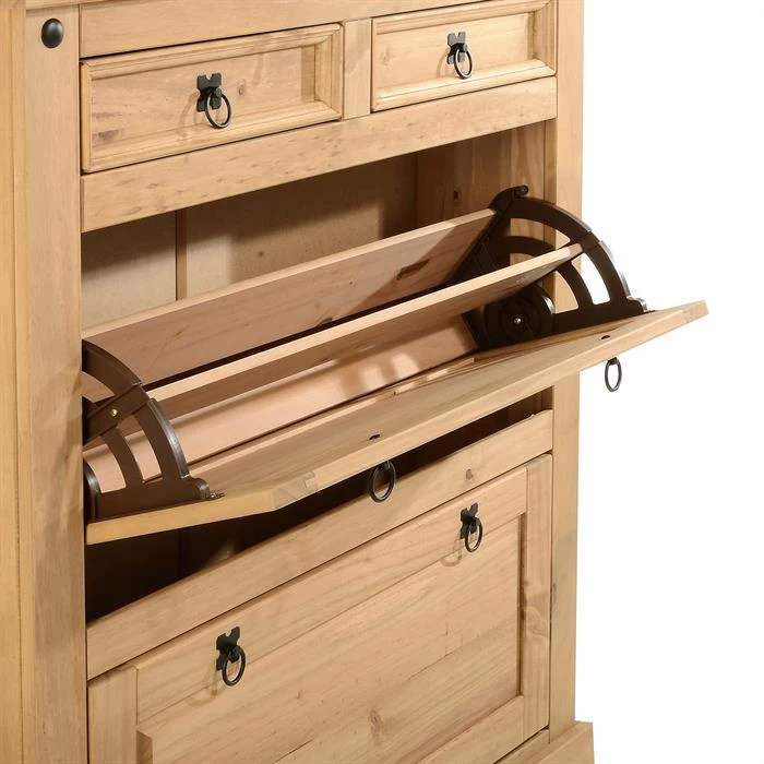 Schuhschrank TEQUILA, Kiefer Massiv, 2 Klappen Und Schubladen, Mexiko 4 Schuhschrank TEQUILA, Kiefer Massiv, 2 Klappen Und Schubladen, Mexiko – Bild 4