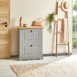 Schuhkipper TEQUILA Mit 2 Klappen Grau/braun, Mexiko -Möbel Verkauf 81323 AC2