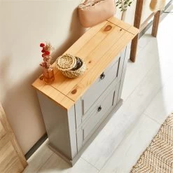 Schuhkipper TEQUILA Mit 2 Klappen Grau/braun, Mexiko -Möbel Verkauf 81323 AC3