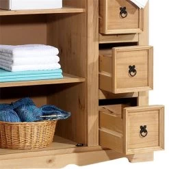 Brotschrank TEQUILA, Massiver Kiefer Gebeizt, Mexiko -Möbel Verkauf 81408 2 N1