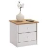 Nachttisch RONDO Aus Kiefer Mit 2 Schubladen, In Weiß/braun