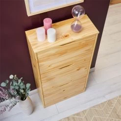 Schuhschrank BASIL Mit 3 Kipper In Natur, Kiefer Massiv -Möbel Verkauf 84000 A0 4N