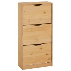 Schuhschrank BASIL Mit 3 Kipper In Braun, Kiefer Massiv