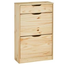 Schuhkipper BASIL Mit 2 Kipper Und In Natur, Kiefer Massiv