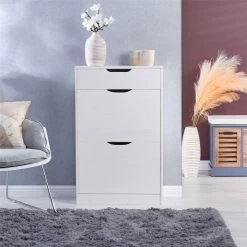 Schuhkipper BASIL Mit 2 Kipper Und 1 Schublade In Weiß, Kiefer Massiv 8 Schuhkipper BASIL Mit 2 Kipper Und 1 Schublade In Weiß, Kiefer Massiv -Möbel Verkauf 84007 A0 2N