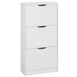 Schuhschrank BASIL Mit 3 Kipper In Weiß, Kiefer Massiv