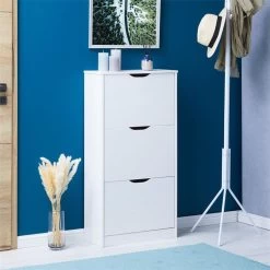 Schuhschrank BASIL Mit 3 Kipper In Weiß, Kiefer Massiv -Möbel Verkauf 84010 A0 3N