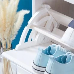 Schuhschrank BASIL Mit 3 Kipper In Weiß, Kiefer Massiv -Möbel Verkauf 84010 A0 5N