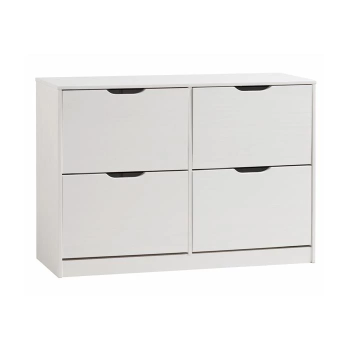 Schuhschrank BASIL Mit 2x2 Kippern In Weiß, Kiefer Massiv 2 Schuhschrank BASIL Mit 2x2 Kippern In Weiß, Kiefer Massiv – Bild 2