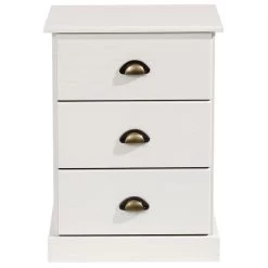Nachttisch PARIS Mit 3 Schubladen, In Weiß