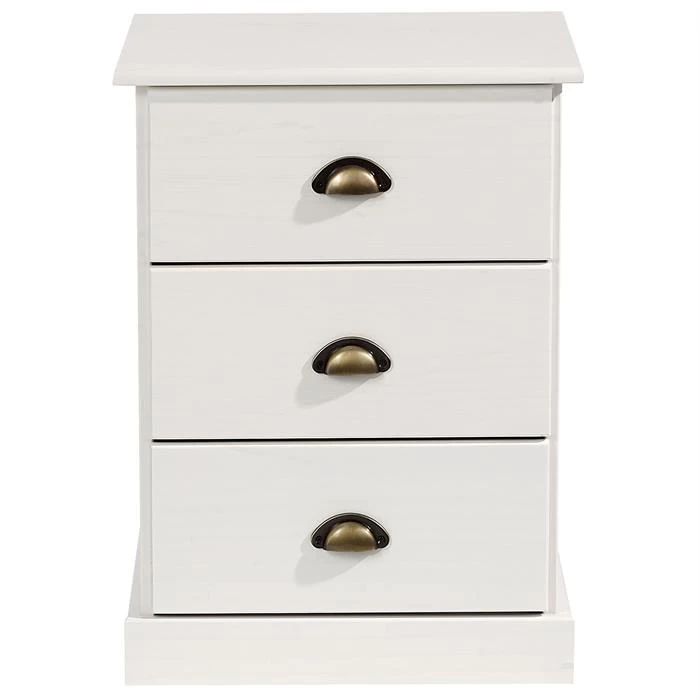 Nachttisch PARIS Mit 3 Schubladen, In Weiß 1 Nachttisch PARIS Mit 3 Schubladen, In Weiß