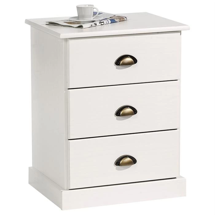 Nachttisch PARIS Mit 3 Schubladen, In Weiß 2 Nachttisch PARIS Mit 3 Schubladen, In Weiß – Bild 2