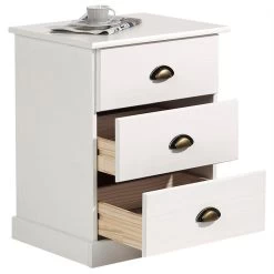 Nachttisch PARIS Mit 3 Schubladen, In Weiß 5 Nachttisch PARIS Mit 3 Schubladen, In Weiß -Möbel Verkauf 84140 2