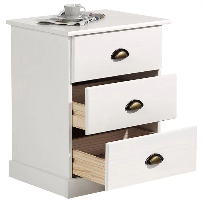 Nachttisch PARIS Mit 3 Schubladen, In Weiß 3 Nachttisch PARIS Mit 3 Schubladen, In Weiß – Bild 3