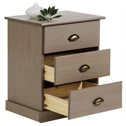 Nachttisch PARIS Mit 3 Schubladen, In Taupe 5 Nachttisch PARIS Mit 3 Schubladen, In Taupe -Möbel Verkauf 84141 2